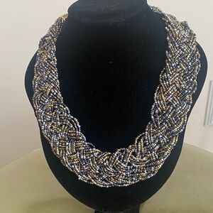 Elegant Beaded Necklace - Black, Gold, Silver